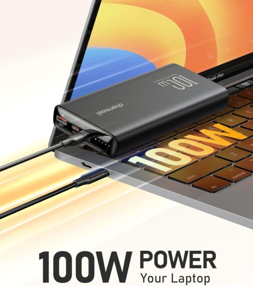 Charmast Powerbank 100W 20000mAh Power Bank USB C Externer Akku PD QC Schnellladung Tragbares Ladegerät kompatibel mit Laptop MacBook Pro,Dell XPS,Lenovo,Surface Go iPad iPhone und mehr – Bild 2