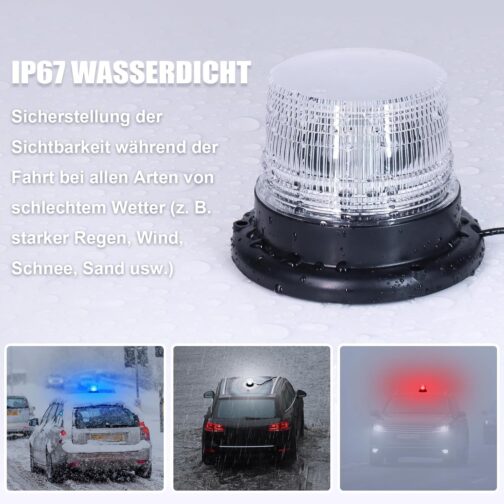 LED Rotating Beacon for Car Transporter Trucks, Adjustable 8-Colour Flash (Red, Purple, Green, etc.), Waterproof with Magnet – Bild 3