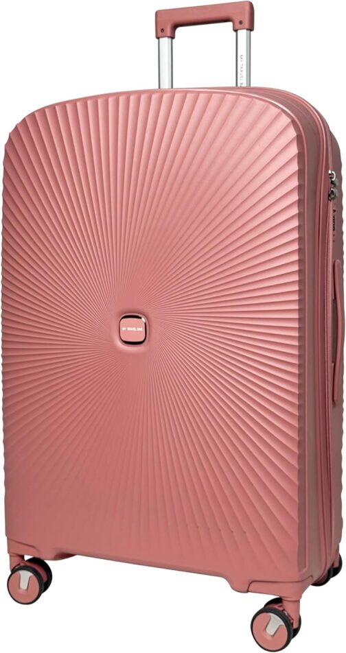 MY TRAVEL BAG Hard Shell Suitcase Trolley Bag Travel Suitcase Polypropylene (Hand Luggage Medium Large Set) 360° Twin Wheels, Pink, Hard shell case with 360° double wheels