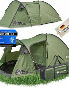 TENTZONE Dome 01, Waterproof 4000 mm, 2-3 Person Camping Tent, Entrance Room with Removable Groundsheet, Ventilation Holes, Green