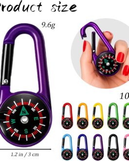 Pack of 10 Children’s Compass Keyrings with Mini Carabiner, Colourful Mini Compass for Outdoor Camping and Hiking, Give Aways Children’s Birthday Party
