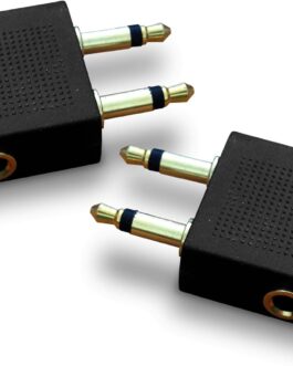 Gold Plated Airplane Flight Headphone Adapters (Pack of 2) | Allows you to use your Earphones with all In-Flight Media Systems | This Airline Plane Headset Converter Enables Great Sound on all Planes