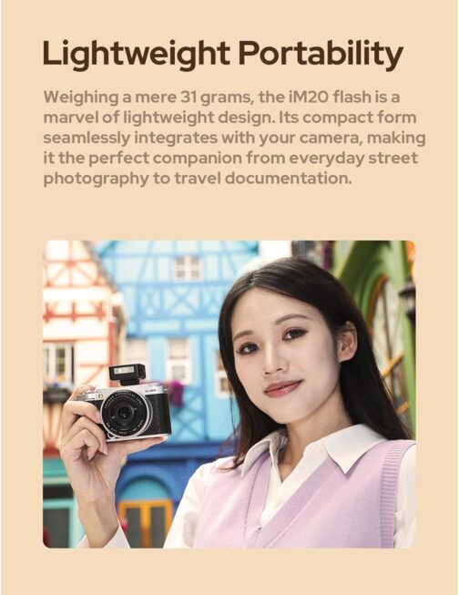 Godox IM20 Camera Flash - Godox im20 Mini Flash - Manual 440 Full Power - Flashes / 3s Recycle Times / 5 Power Level, Camera Flash for Sony Zve10/Sony Zv1/Sony A7III/Ricoh gr3/Fujifilm f1 – Bild 5