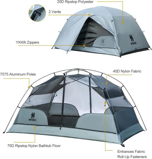 OneTigris COSMITTO 2 Person Backpack Tent - Freestanding Lightweight Waterproof 3 Season Camping Tent for Outdoor Hiking Mountaineering – Bild 4