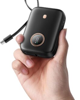 PowerBank Small But Strong with USB-C Cable, Mini Power Bank 10000 mAh 22.5 W Fast Charging Function, External Mobile Phone Batteries, USB C Input & Output Battery Pack for iPhone 16/15 Series
