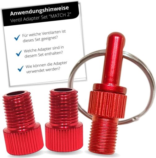 HiLo sports Bicycle Valve Adapter Set [With Keychain] – 3 Pieces Valve Adapters Made of Aluminium – Colourful Valve Adapter for the Bicycle with Instructions (English language not guaranteed)