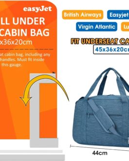 Narwey Hand Luggage 45 x 36 x 20 cm Easyjet Cabin Bag Hand Luggage Bag for Aeroplane Weekender Bag Women Men Travel Bag Women’s Hand Luggage Suitcase 25L, navy blue
