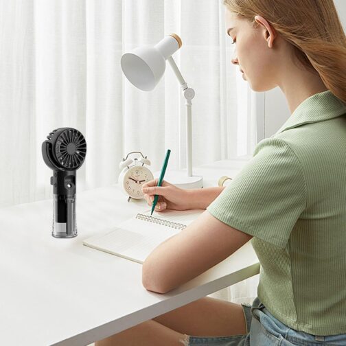 Xevinas Handheld Fan, Mini Fan with Water Mist, 4 Modes and Key Strap, 180° Adjustable, Portable Handheld Fan, Battery Rechargeable USB Fan Battery for Office, Travel, Camping – Bild 7