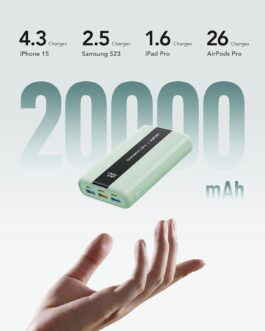 VRURC Powerbank 20000 mAh Small USB C Power Bank Fast Charging 22.5 W Mini External Battery Small but Strong Battery Pack Portable Charger Compatible with iPhone Samsung Tablet Huawei etc. (Green)