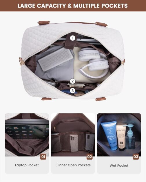 LOVEVOOK Travel Bag Hand Luggage Bag Large Travel Bag Women Set, Beige, black, brown – Bild 3