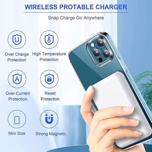Power Bank for Apple iPhone, Magnetic Wireless Power Bank, 5000 mAh, Fast Charging Function, Wireless External Battery Compatible with MagSafe for iPhone 16 15 14 13 12 Series – Bild 2