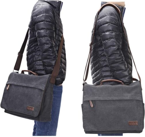 Ruschen Laptop Bag Men's Vintage Canvas for a 15.6 Inch Laptop, Premium Shoulder Bag, Messenger Bag – Bild 6