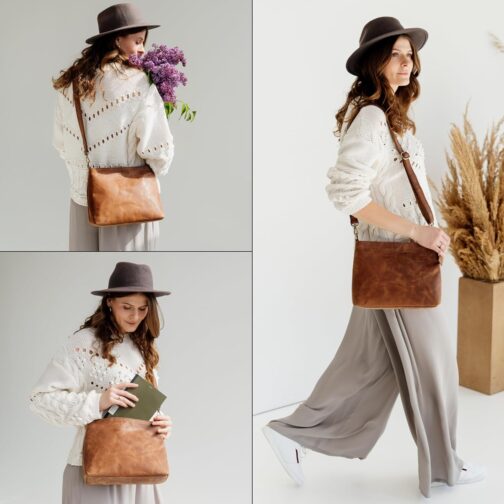 Berliner Bags Vintage Umhängetasche Marbella M, Große Schultertasche Crossbody Bag aus Leder, Handtasche für Damen – Bild 7