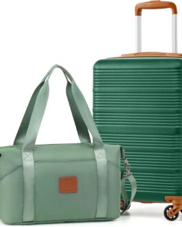 COOLIFE Cabin Suitcase 55 x 35 x 20 cm for Ryanair Airline Hand Luggage, Cabin Luggage, Hard Impact Case, Lightweight with TSA Lock and 4 Spinner Wheels, dark green