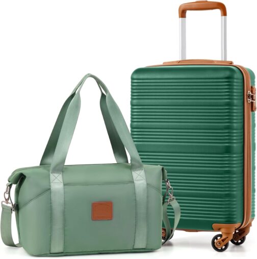 COOLIFE Cabin Suitcase 55 x 35 x 20 cm for Ryanair Airline Hand Luggage, Cabin Luggage, Hard Impact Case, Lightweight with TSA Lock and 4 Spinner Wheels, dark green