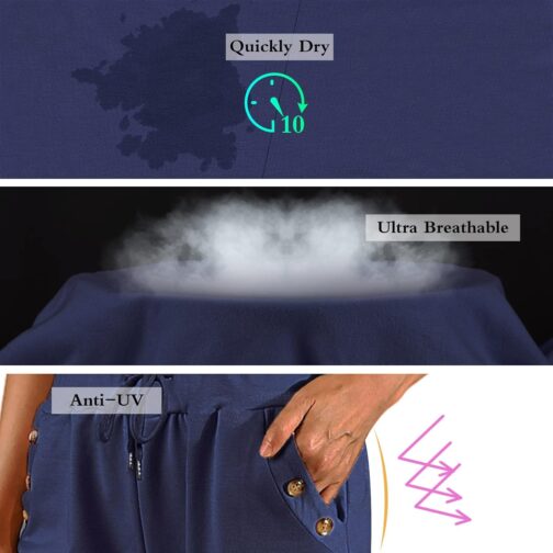 TOMEEK Capri Trousers Women's Jogging Bottoms 3/4 Sports Trousers Summer Leisure Trousers Sweatpants Shorts Plain Baggy Drawstring Waist Yoga Trousers Training Trousers with Side Pockets – Bild 4