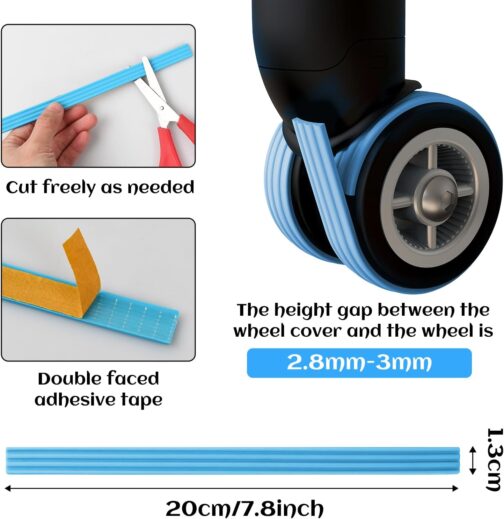 Duronge Pack of 4 Luggage Wheel Protectors Suitcase Wheels Silicone Luggage Suitcase Wheels Cover Can Be Cut to Any Length Suitable for All Wheels, 1111, 11111 – Bild 2