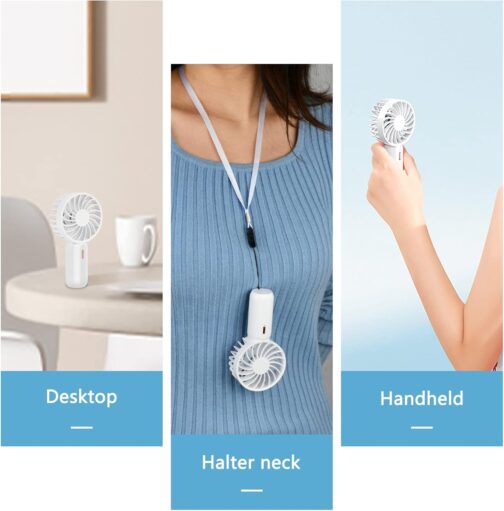 AMFUN Handheld Fan, Portable Mini Fan, Rechargeable USB Fan, Powerful Mini Fan with 3 Speeds for Travel, Home, Outdoor, Indoor (White) – Bild 7