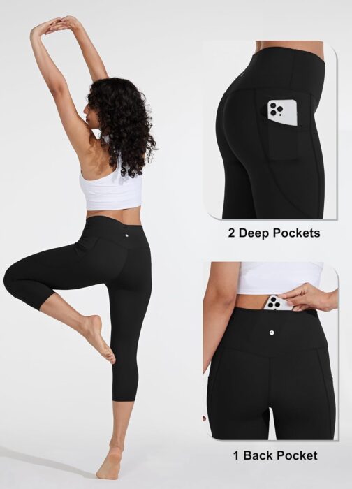 WILLIT Women's Yoga Capri Leggings with Pockets, High Waisted Exercise Capris Trousers for Casual Summer Workout – Bild 3