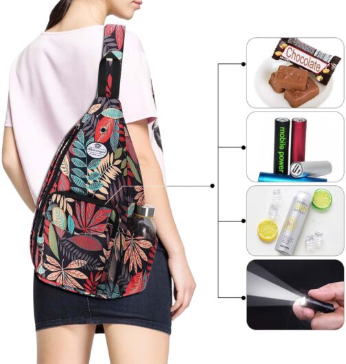 HUA ANGEL Stylish Chest Bag Crossbody Bag Lightweight Floral Pattern Backpack Women's Waterproof Small Sling Bag Chest Bag Shoulder Bag Women's with Bottle Compartment for Travel Sporty Hiking – Bild 3