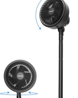 Pelonis 4-Way Height Adjustable Column Fan, Ultra Quiet Oscillating Fan with 90° Swivel Range & 3 Speeds for Bedroom, Office, Home, Black