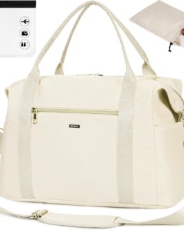 Hand Luggage Bag with 20 x 20 cm Toiletry Bag Transparent and Shoes Bag, Aeroplane Travel Bag, Weekender Bag WANDF, white 20l