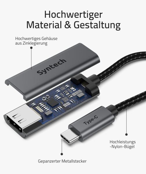 Syntech USB C to HDMI Adapter, Thunderbolt 3 to HDMI Adapter, Compatible with MacBook Pro 2020 MacBook Air 2020 iPad Air 4 iPad Pro 2021 iMac 2021 Samsung Galaxy S10 S9 Dell XPS 13 15 and More – Bild 3