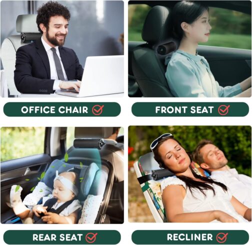 Car Seat Cooling Fan, Quiet Adjustable Wind Speed, USB Car Seat Cooling Fan with Elastic Strap, Car Backrest Fan, Suitable for All Cars Jeep Van RV Trucks (Classic Black) – Bild 6