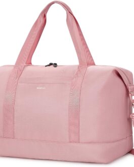 ECOHUB 20L Ryanair Hand Luggage 40 x 20 x 25 cm, Hand Luggage Bag for Airplane, Foldable Travel Bag with Removable Wet Bag, Ryan Airlines Bag 40 x 20 x 25, Weekender Women Men, Patent Pending, pink