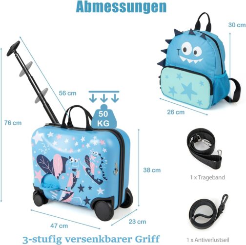 SOARS Children's Suitcase & Backpack 18 + 12 inches, Travel Suitcase with Wheels & Telescopic Handle, Children's Trolley, Children's Luggage, Hard Shell Case, Children's Trolley for Boys and Girls, – Bild 6