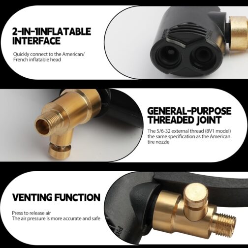 Supecesorio Adaptor French Valve, Pack of 2 Car Valve Lever Connector Brass, Tyre Valve Compressor Adapter Bicycle, Click Valve Valve Tools Valve for Car, Moto, Car Tyre Air Chuck – Bild 3