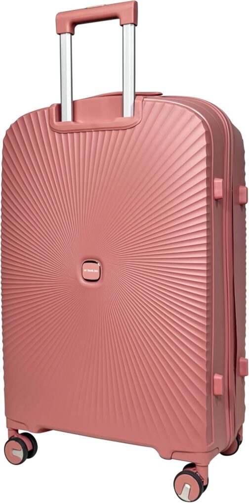 MY TRAVEL BAG Hard Shell Suitcase Trolley Bag Travel Suitcase Polypropylene (Hand Luggage Medium Large Set) 360° Twin Wheels, Pink, Hard shell case with 360° double wheels – Bild 2