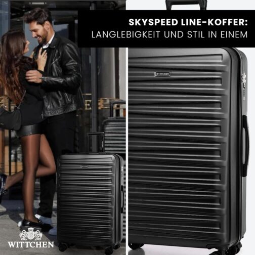 WITTCHEN Skyspeed Line ABS Hard Shell Suitcase Travel Suitcase Trolley Combination Lock Telescopic Handle 4 Wheels, black – Bild 8