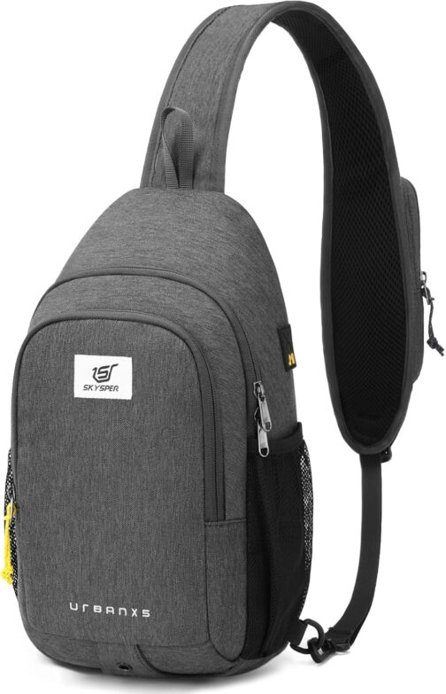 SKYSPER Shoulder Bag Chest Bag RFID Sling Bag Men's Lightweight Shoulder Bag Anti-Theft Crossbody Bag Outdoor Travel, darkgray, City Country Style