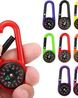 ZYEKIU Pack of 8 Compass with Carabiner Hook, Colourful Compass Keyring, Compass Kids Portable, Mini Compass, Multifunctional, Compass Outdoor 2-in-1, for Camping, Hiking, Climbing, Travel