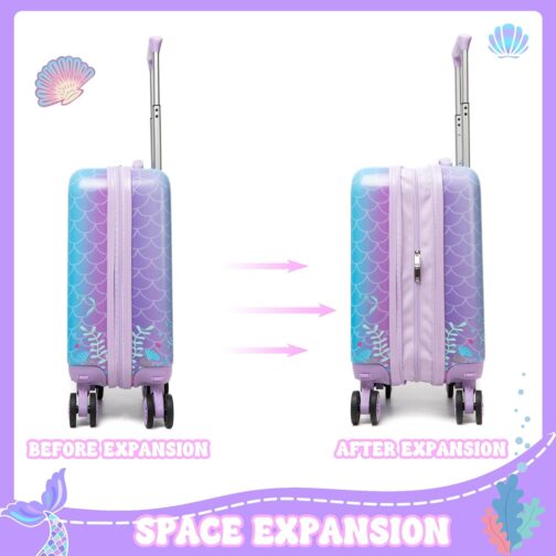 5-Piece Children's Suitcase, Children's Trolley with Backpack, Neck Pillow, Lunch Bag, Pencil Case & Suitcase Tag, Children's Luggage with Wheels, Hand Luggage, Travel Suitcase, Hard Case for Girls – Bild 6