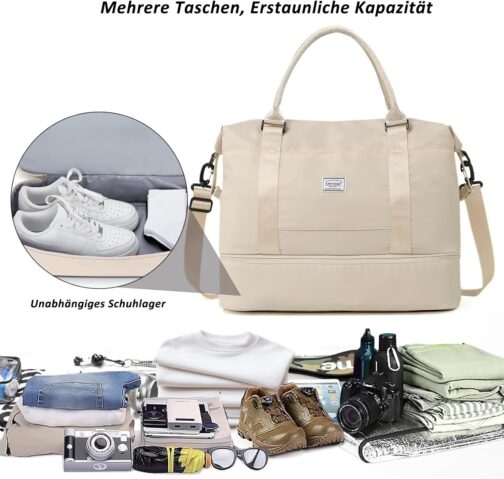 TANTOMI Women's Travel Bag, Hand Luggage, Sports Bag, 46 x 23 x 32 cm, Hand Luggage Bag, Weekender Bag, Waterproof Travel Bag, Duffle Bag, Training Bag, Clinic Bag, Birth Suitable for Holiday, Camping – Bild 4