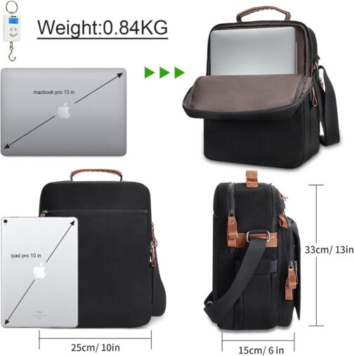 ESTARER Men's Small Shoulder Bag, 9.7 Inch Shoulder Bag, Men's Shoulder Bag for School, Travel, black, Utility – Bild 3