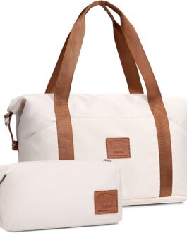 COOLIFE Ryanair Women’s Sports Bag, 40 x 20 x 25 cm, Hand Luggage Bag, Weekender Bag, Swimming Bag, Waterproof Travel Bag, Duffle Bag, Training Bag, Women for Gym, White, Weekender Bag Swimming Bag