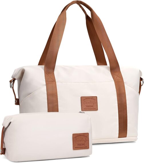 COOLIFE Ryanair Women's Sports Bag, 40 x 20 x 25 cm, Hand Luggage Bag, Weekender Bag, Swimming Bag, Waterproof Travel Bag, Duffle Bag, Training Bag, Women for Gym, White, Weekender Bag Swimming Bag