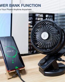 IREENUO Mini Fan Clip Fan 4400mAh Battery Operated USB Desk Fan Portable Personal Fan Small Quiet Fan for Office,Home,Travel,Camping,Baby Stroller(Black)