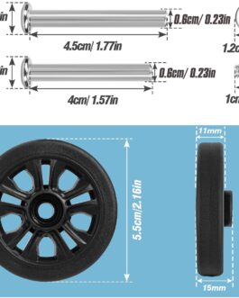 Volein Pack of 4 Suitcase Castors Replacement Wheels 55 x 11 mm Suitcase Replacement Wheels Black Wear-resistant Rubber Replacement Wheels for Suitcase with Double Wheels (Black-VN2)