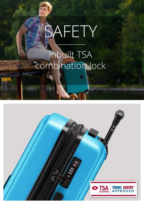 Hauptstadtkoffer Mitte - Set of 3 Suitcases + Digital Luggage Tag - Travel Trolleys (S-M-L) + Luggage Tag with QR Code, 4 Double Wheels, Hard Shell ABS, XL Volume Expansion, TSA, Cyan blue, 55 cm – Bild 8