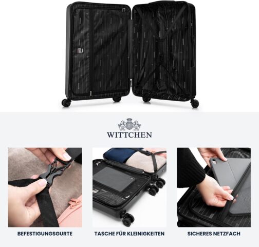 WITTCHEN Skyspeed Line ABS Hard Shell Suitcase Travel Suitcase Trolley Combination Lock Telescopic Handle 4 Wheels, black – Bild 5