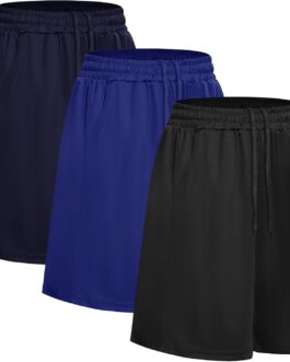 DDOBB Sports Trousers Men’s Short Pack of 3 Shorts Gym with Pockets Running Trousers Men’s Summer Drawstring Basketball Training Trousers