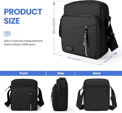 Lanvixo Men's Shoulder Bag, Messenger Bag with Multi Pocket, Waterproof Mobile Phone Case, Shoulder Bag for Daily Life, Business, Work, Travel – Bild 5