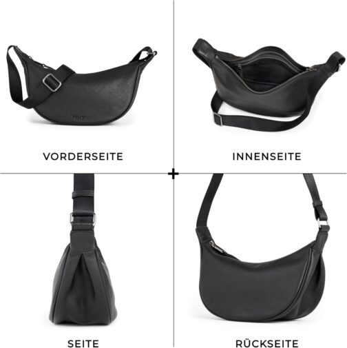 Berliner Bags Luna Leather Shoulder Bag Half Moon Bag Women Handbag Crossbody with Zipper – Bild 6