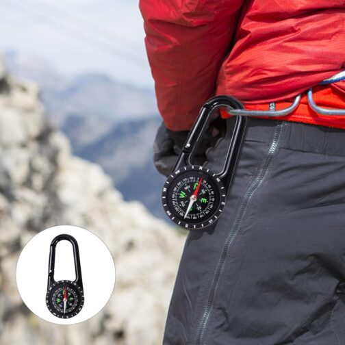 BESPORTBLE Compass Carabiner: Compass Portable Camping Orientation Running Compass Hiking Compass with Hook Ring Multifunctional Compass for Camping Navigation – Bild 4