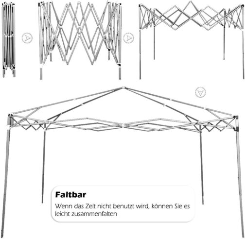 ISE 3 x 3 m Garden Folding Gazebo with Carry Bag, Garden Tent, 50+ UV Protection with 4 Side Panels for Garden, Party, Wedding, High Quality, grey – Bild 8