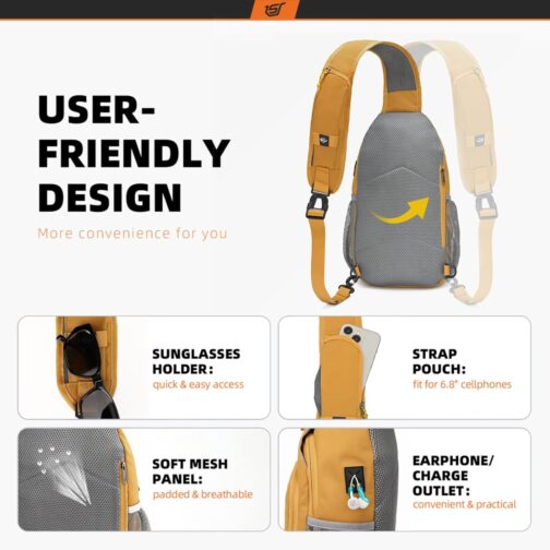 SKYSPER Chest Bag Shoulder Bag Men's Sling Bag Small Crossbody Bags Men Women Lightweight Shoulder Bag Hiking Outdoor Travel – Bild 4